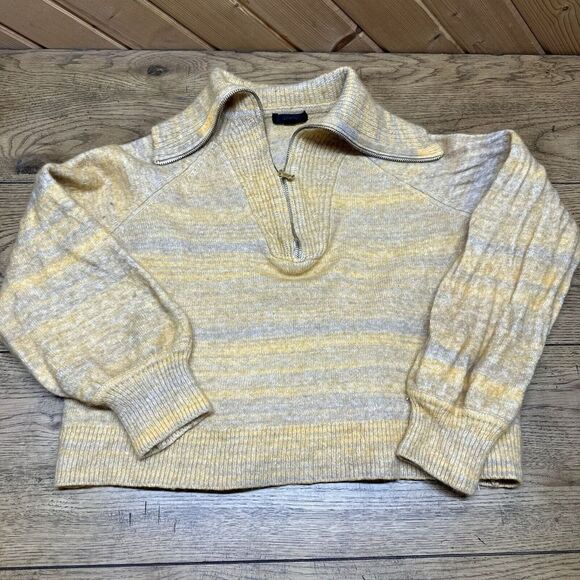 J.Crew Italian Space-Dyed 1/2‎ Zip Wool Cashmere Knit Sweater Women's 2X FLAW - Picture 1 of 9